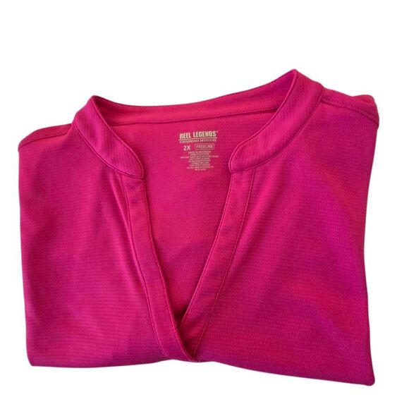 Reel Legends Womens Freeline Mandarin Short Sleeve Pink Top 2X - Picture 5 of 11